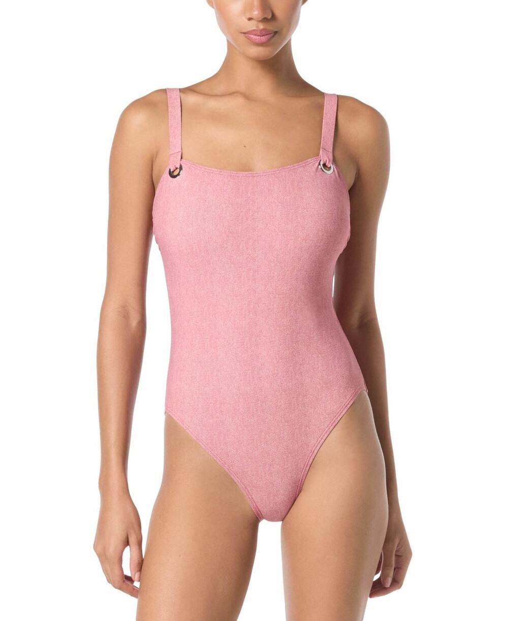 MICHAEL Michael Kors Grommet Scoop-Neck One-Piece Swimsuit Pink SIze 14 2781